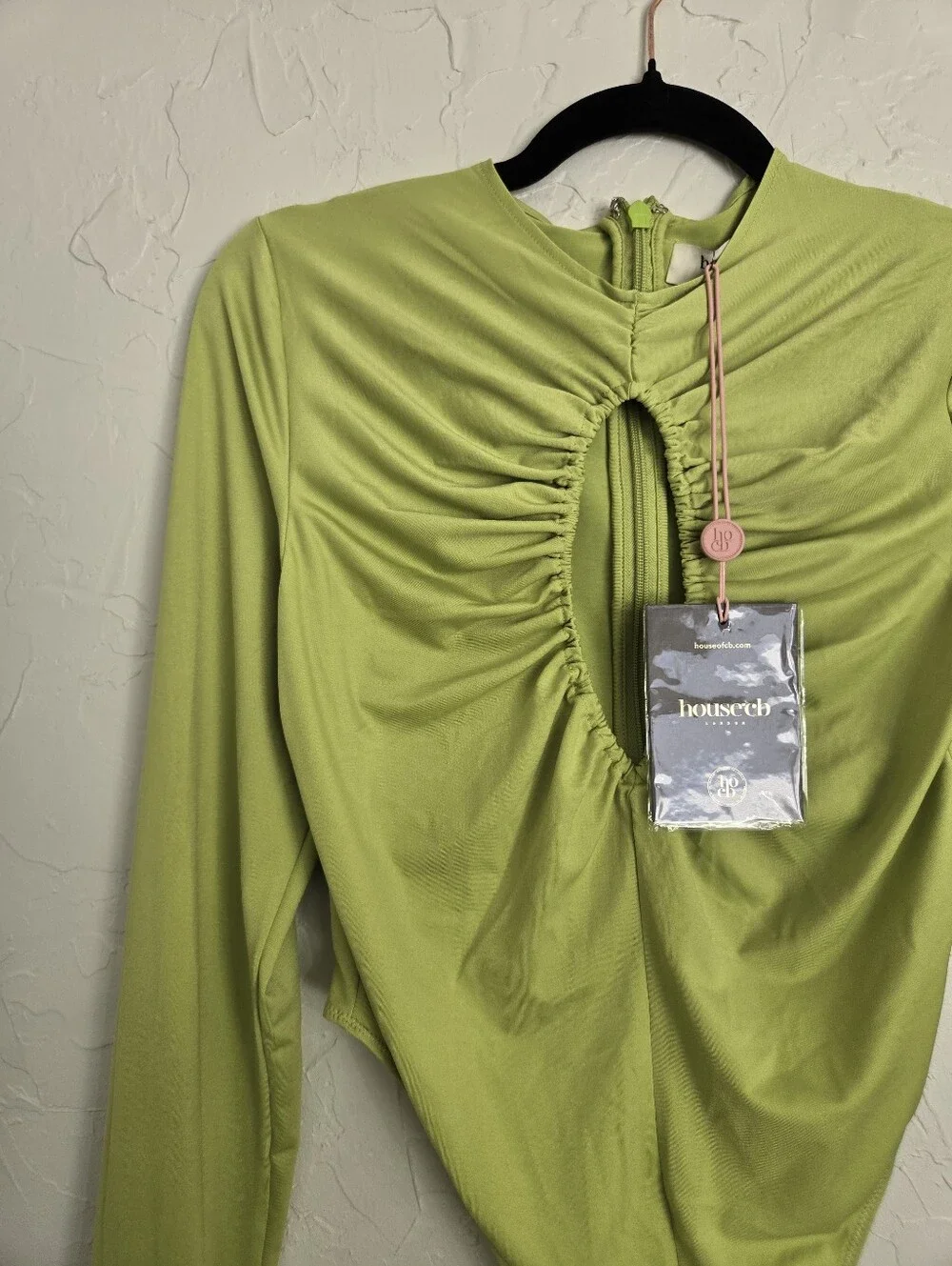 NWT House of CB Green Cut Out Long Sleeve Estrelle Bodysuit, L